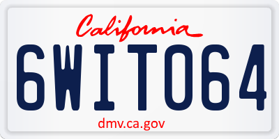 CA license plate 6WIT064