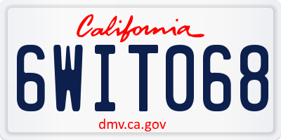 CA license plate 6WIT068