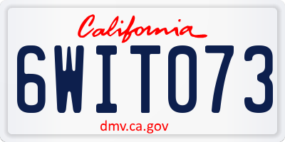 CA license plate 6WIT073