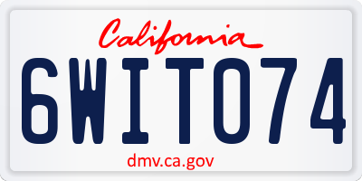 CA license plate 6WIT074