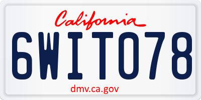 CA license plate 6WIT078