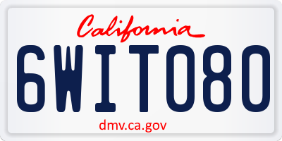 CA license plate 6WIT080