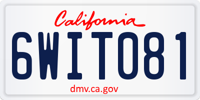 CA license plate 6WIT081