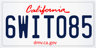 CA license plate 6WIT085