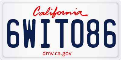 CA license plate 6WIT086