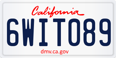 CA license plate 6WIT089