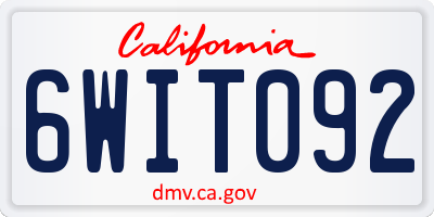 CA license plate 6WIT092