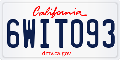 CA license plate 6WIT093