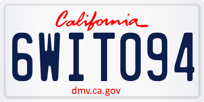 CA license plate 6WIT094