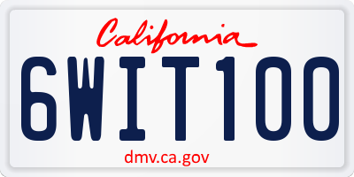 CA license plate 6WIT100