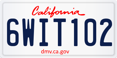 CA license plate 6WIT102