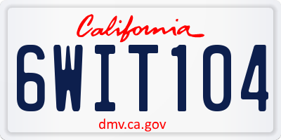 CA license plate 6WIT104
