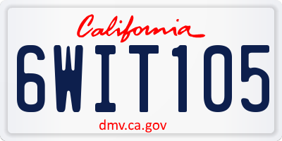 CA license plate 6WIT105