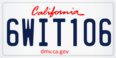 CA license plate 6WIT106