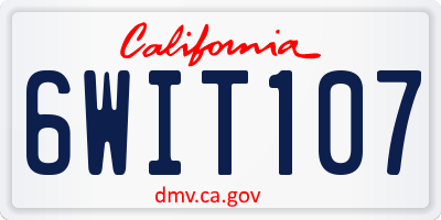 CA license plate 6WIT107