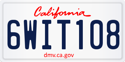 CA license plate 6WIT108