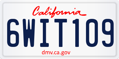 CA license plate 6WIT109