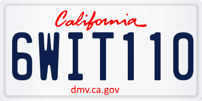 CA license plate 6WIT110