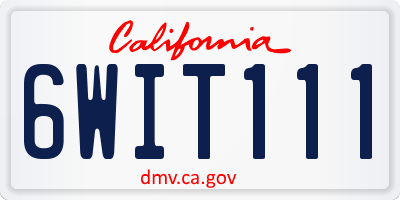 CA license plate 6WIT111
