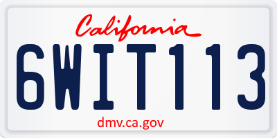 CA license plate 6WIT113