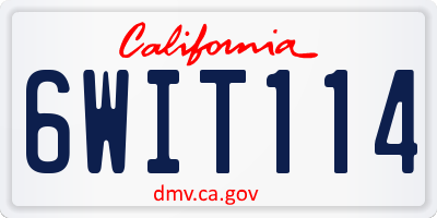 CA license plate 6WIT114