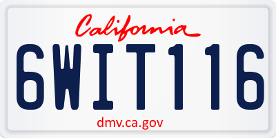 CA license plate 6WIT116