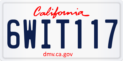 CA license plate 6WIT117