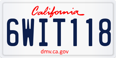 CA license plate 6WIT118