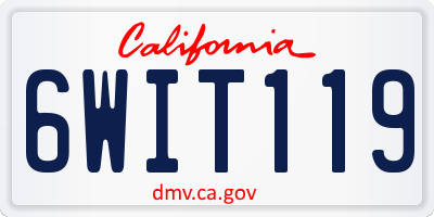 CA license plate 6WIT119