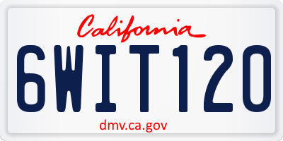 CA license plate 6WIT120