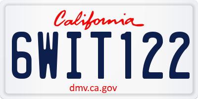 CA license plate 6WIT122