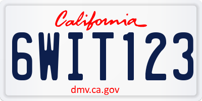 CA license plate 6WIT123