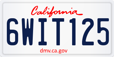 CA license plate 6WIT125