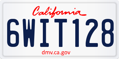CA license plate 6WIT128