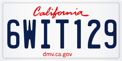 CA license plate 6WIT129