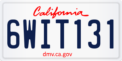 CA license plate 6WIT131
