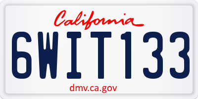 CA license plate 6WIT133