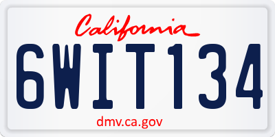 CA license plate 6WIT134