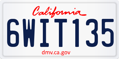 CA license plate 6WIT135