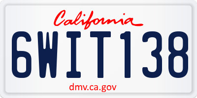 CA license plate 6WIT138