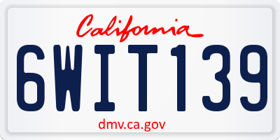 CA license plate 6WIT139
