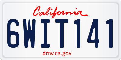 CA license plate 6WIT141