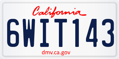 CA license plate 6WIT143