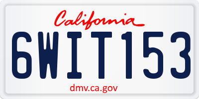 CA license plate 6WIT153