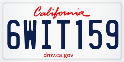 CA license plate 6WIT159
