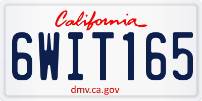 CA license plate 6WIT165