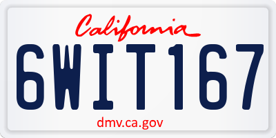 CA license plate 6WIT167