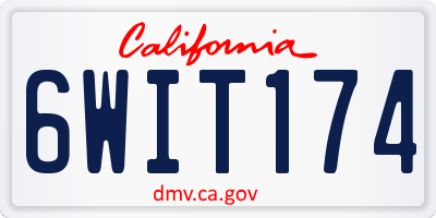 CA license plate 6WIT174