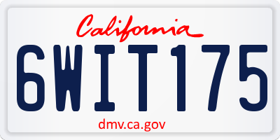 CA license plate 6WIT175