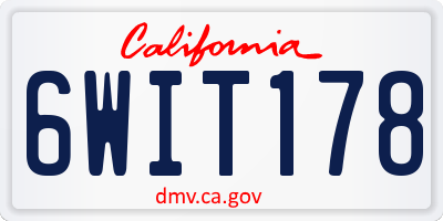 CA license plate 6WIT178